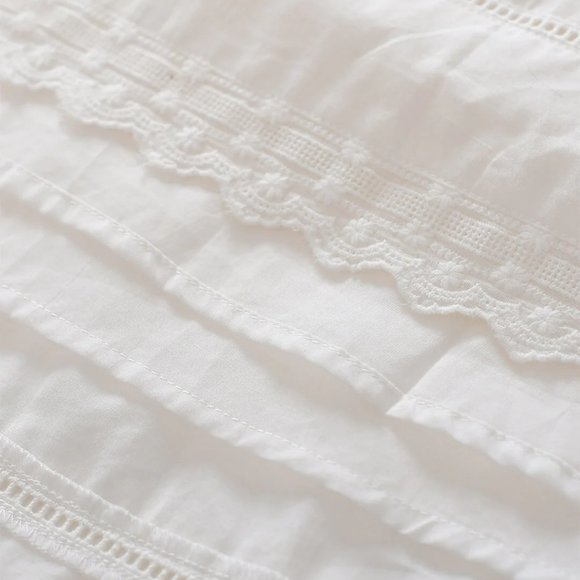 NEW — Simple Retro 100% Cotton Vintage White V-Neck Midi Victorian Dress - Picture 13 of 13